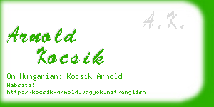 arnold kocsik business card